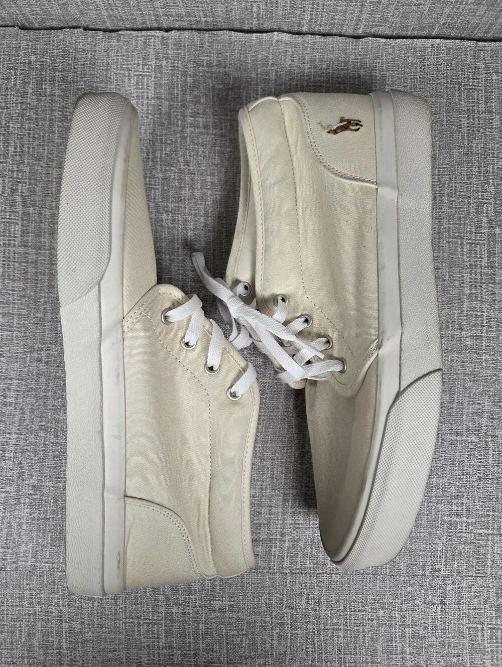 Polo Ralph Lauren Keaton Chukka Sneaker Boot Cream White Canvas  Men's Size 9.5